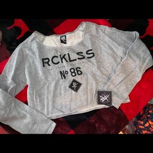 NWT large young & reckless cropped sweatshirt